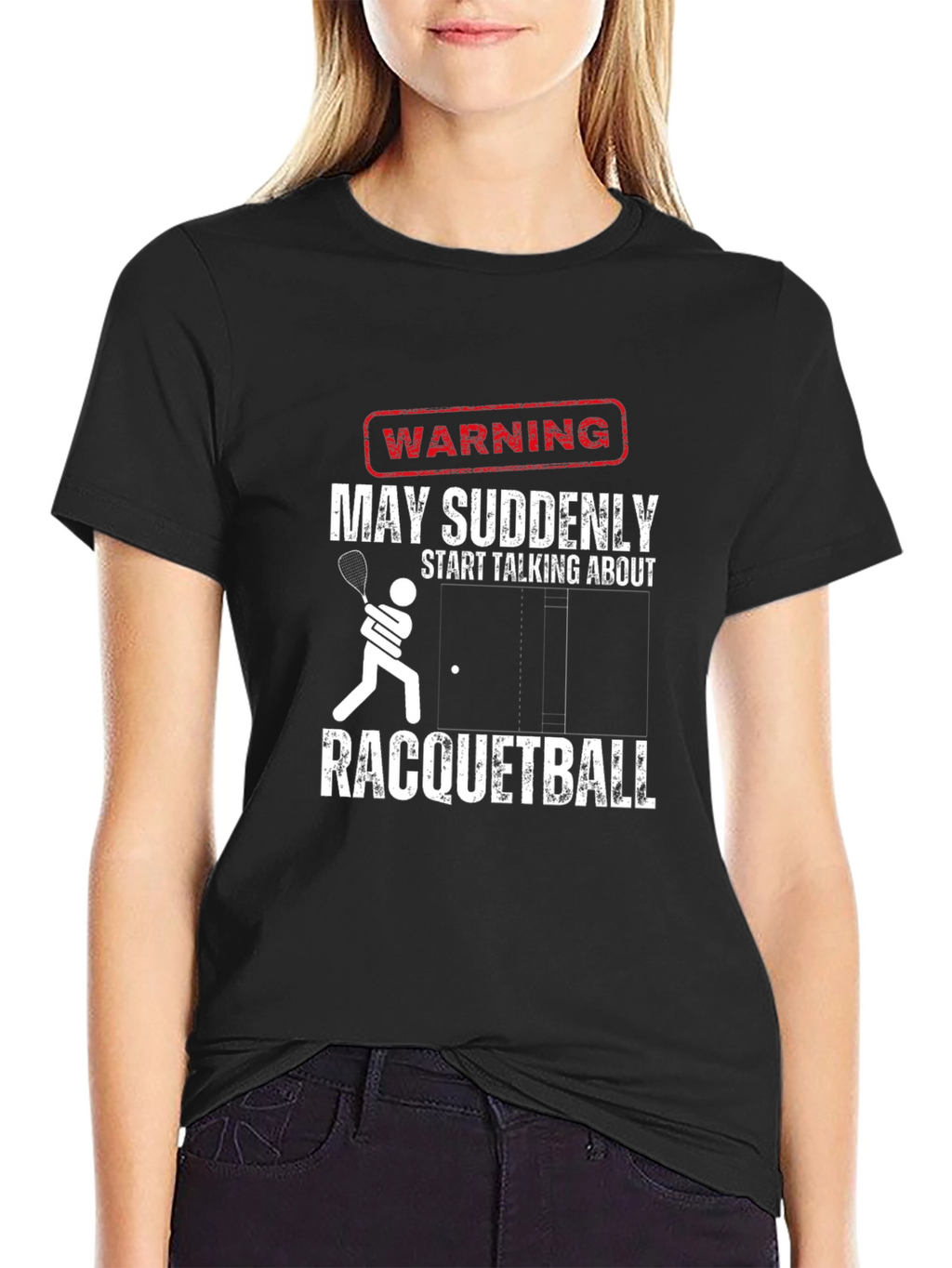 Warning Racquetball T-Shirt: Funny Player Tee