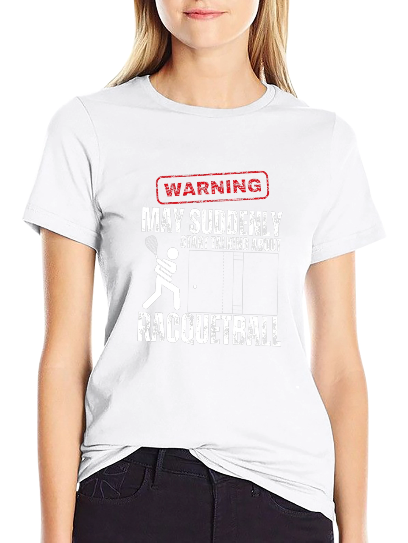 Warning Racquetball T-Shirt: Funny Player Tee