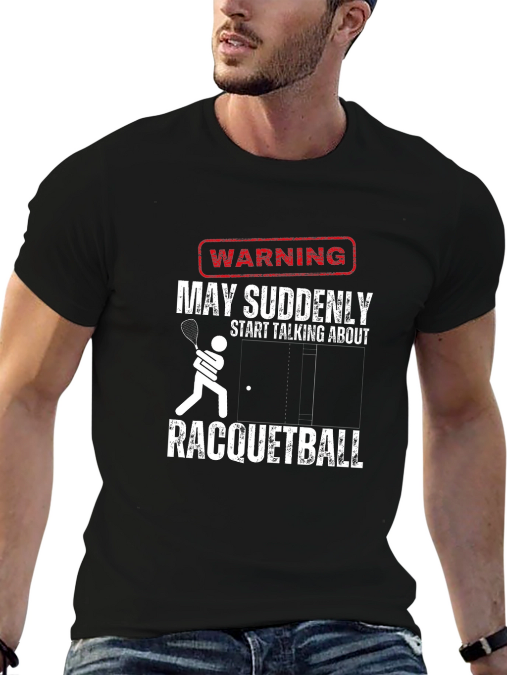 Warning Racquetball T-Shirt: Funny Player Tee