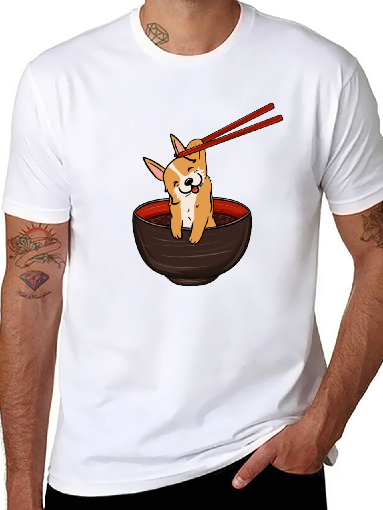 Corgi Ramen Bowl T-Shirt - Cute Dog Tee