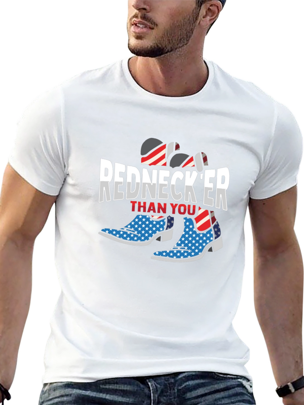 Rednecker Than You T-Shirt - Patriotic Cowboy Boots