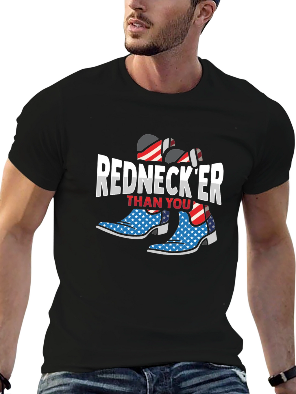 Rednecker Than You T-Shirt - Patriotic Cowboy Boots