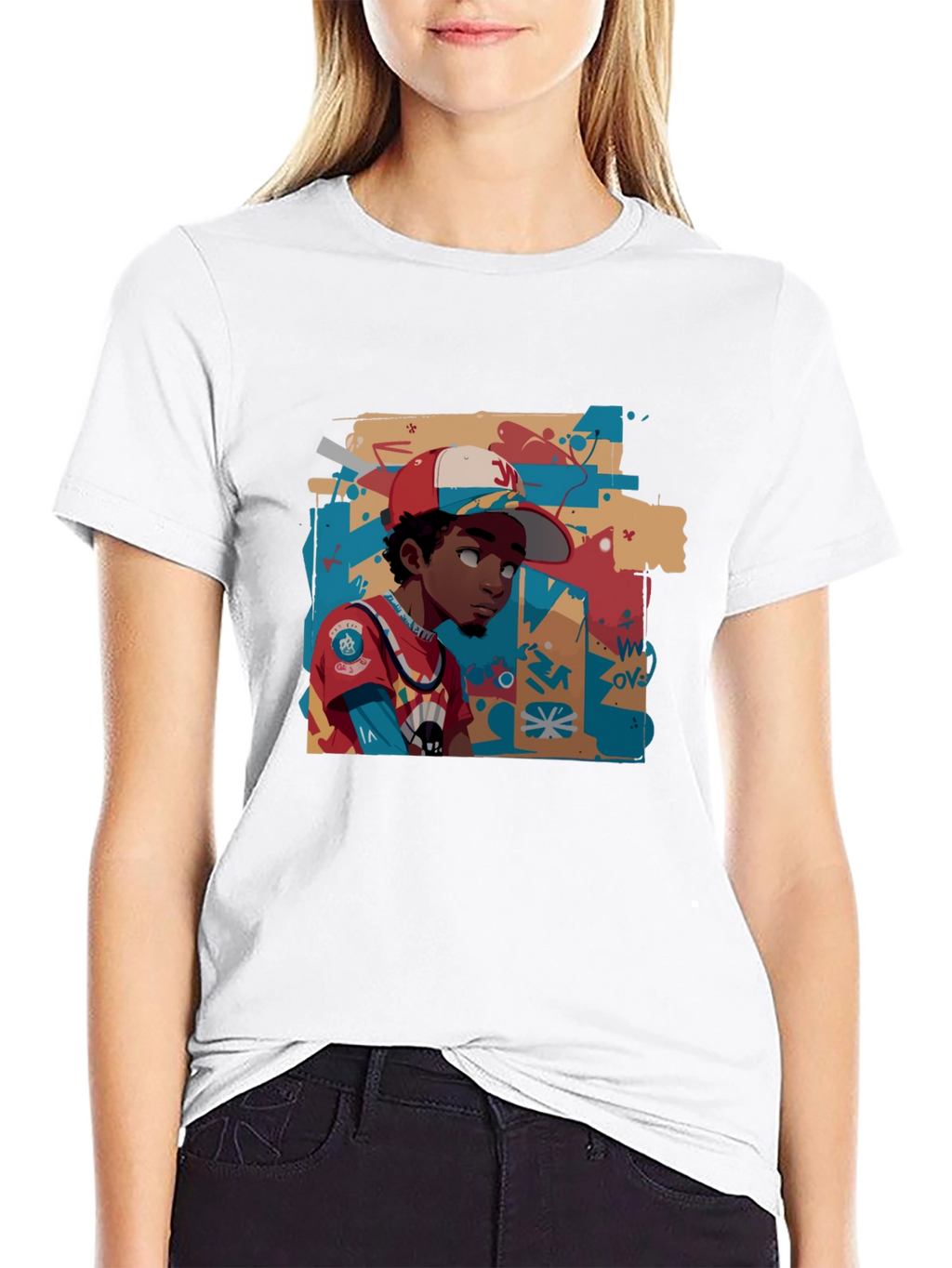 Cool Graphic Print Black Cotton Tee