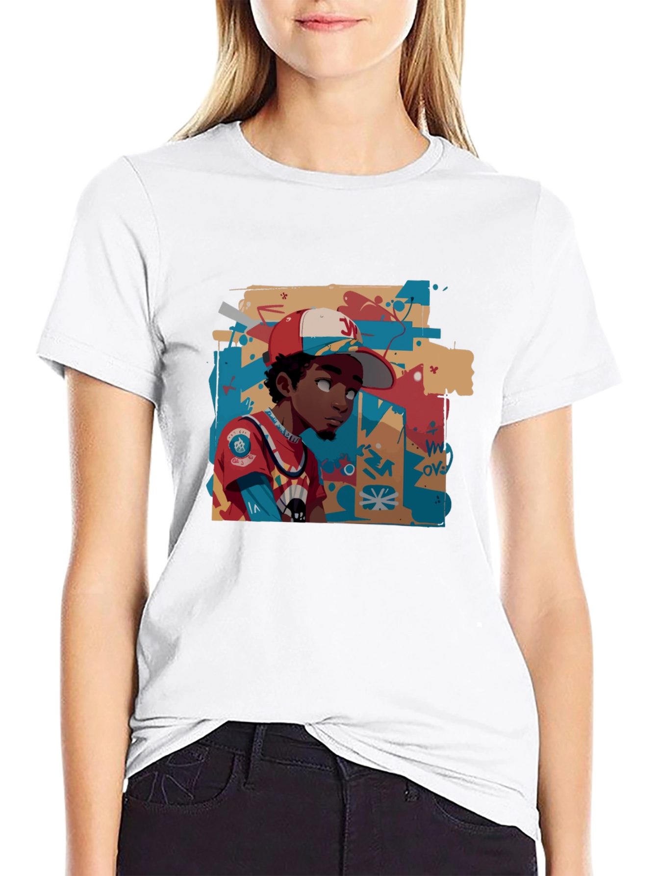 Cool Graphic Print Black Cotton Tee