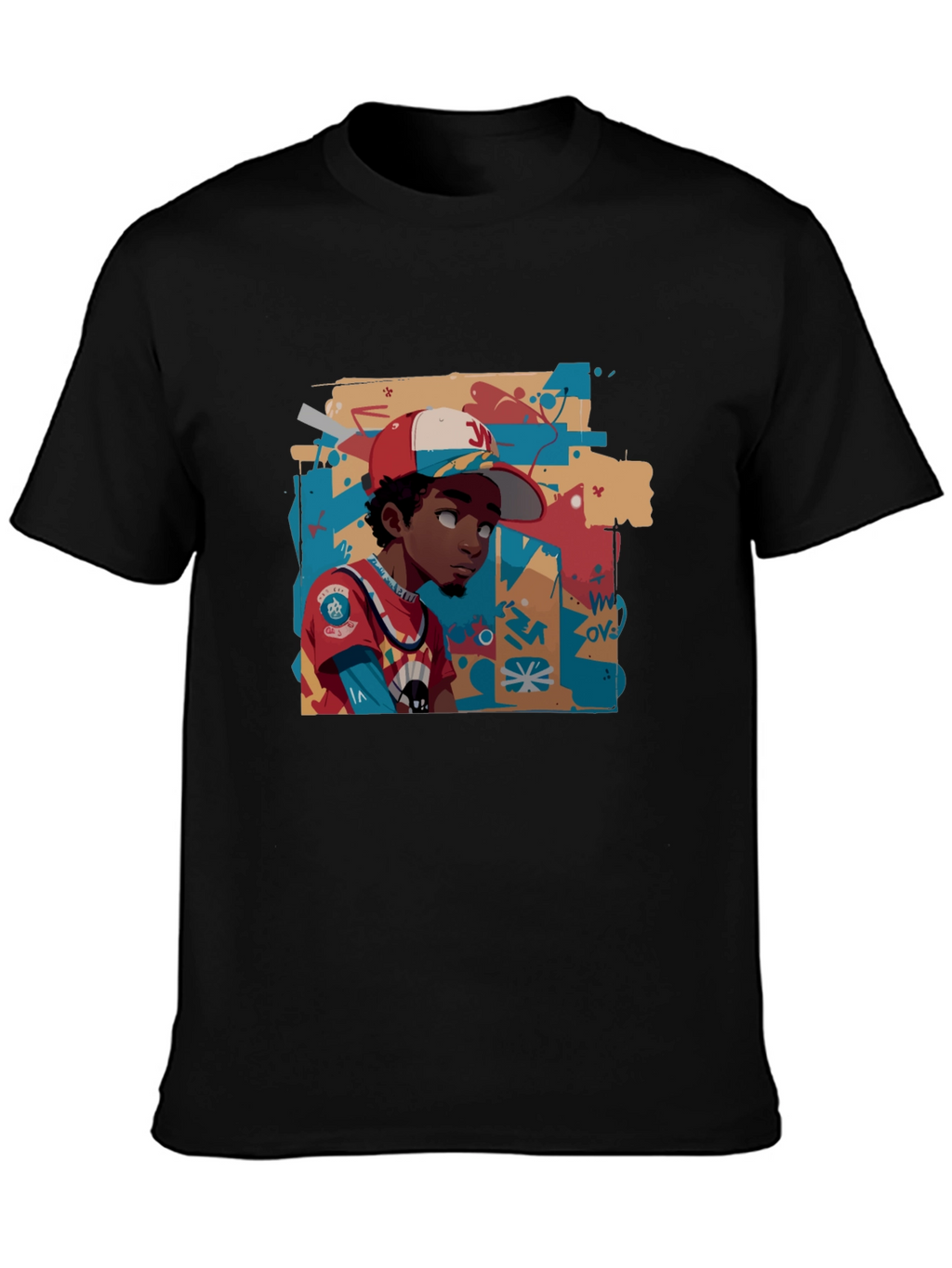 Cool Graphic Print Black Cotton Tee