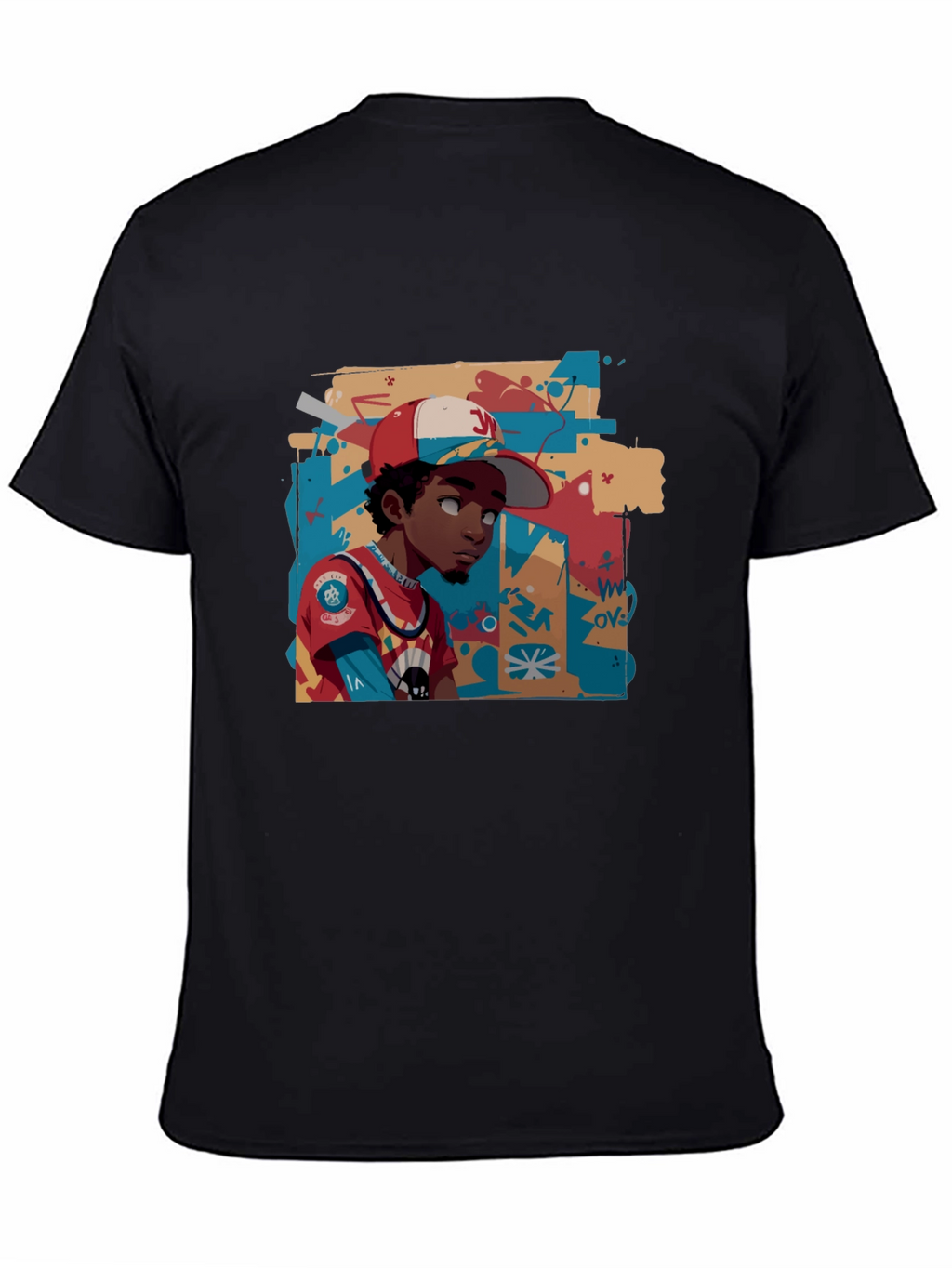 Cool Graphic Print Black Cotton Tee