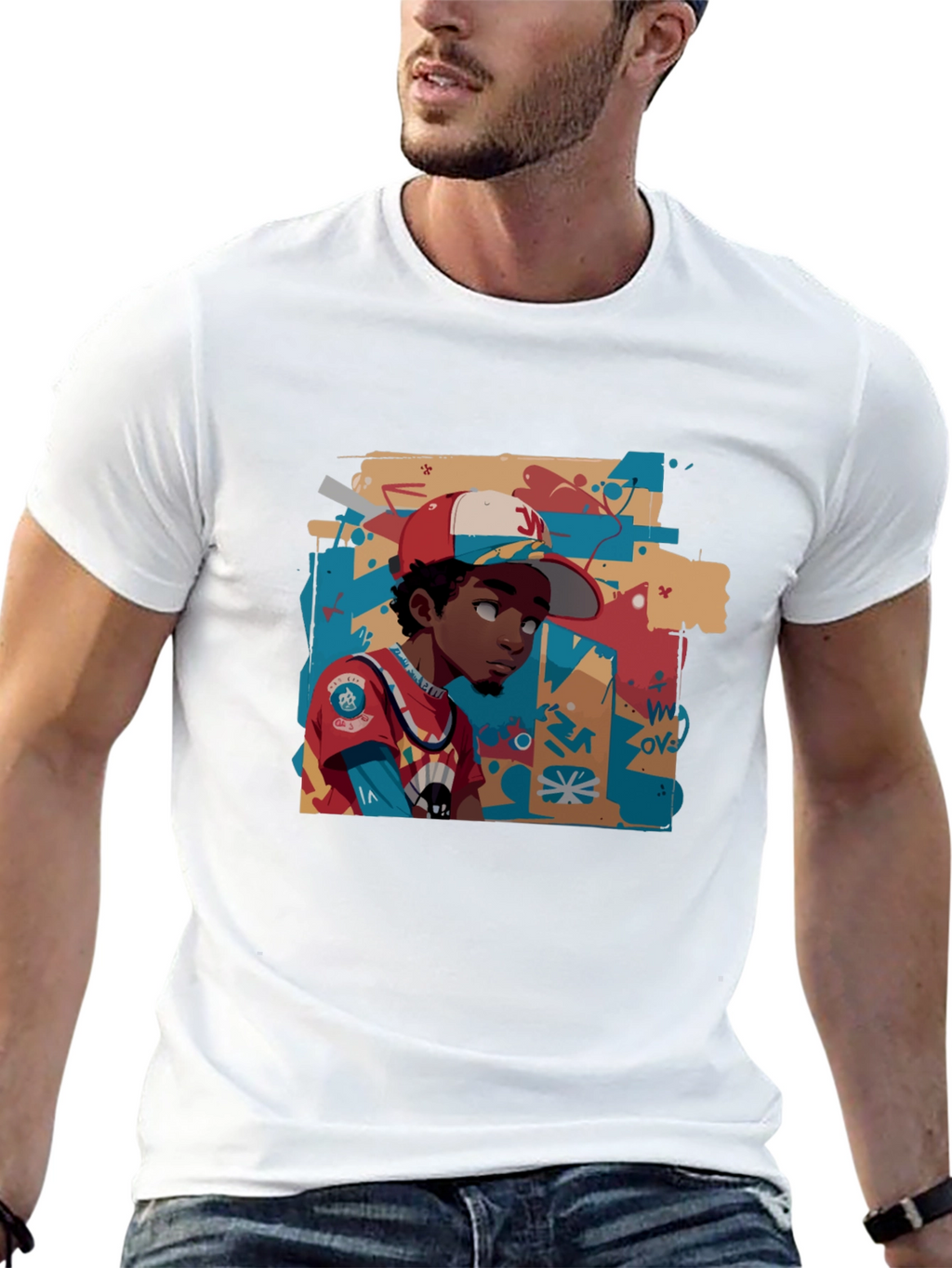 Cool Graphic Print Black Cotton Tee