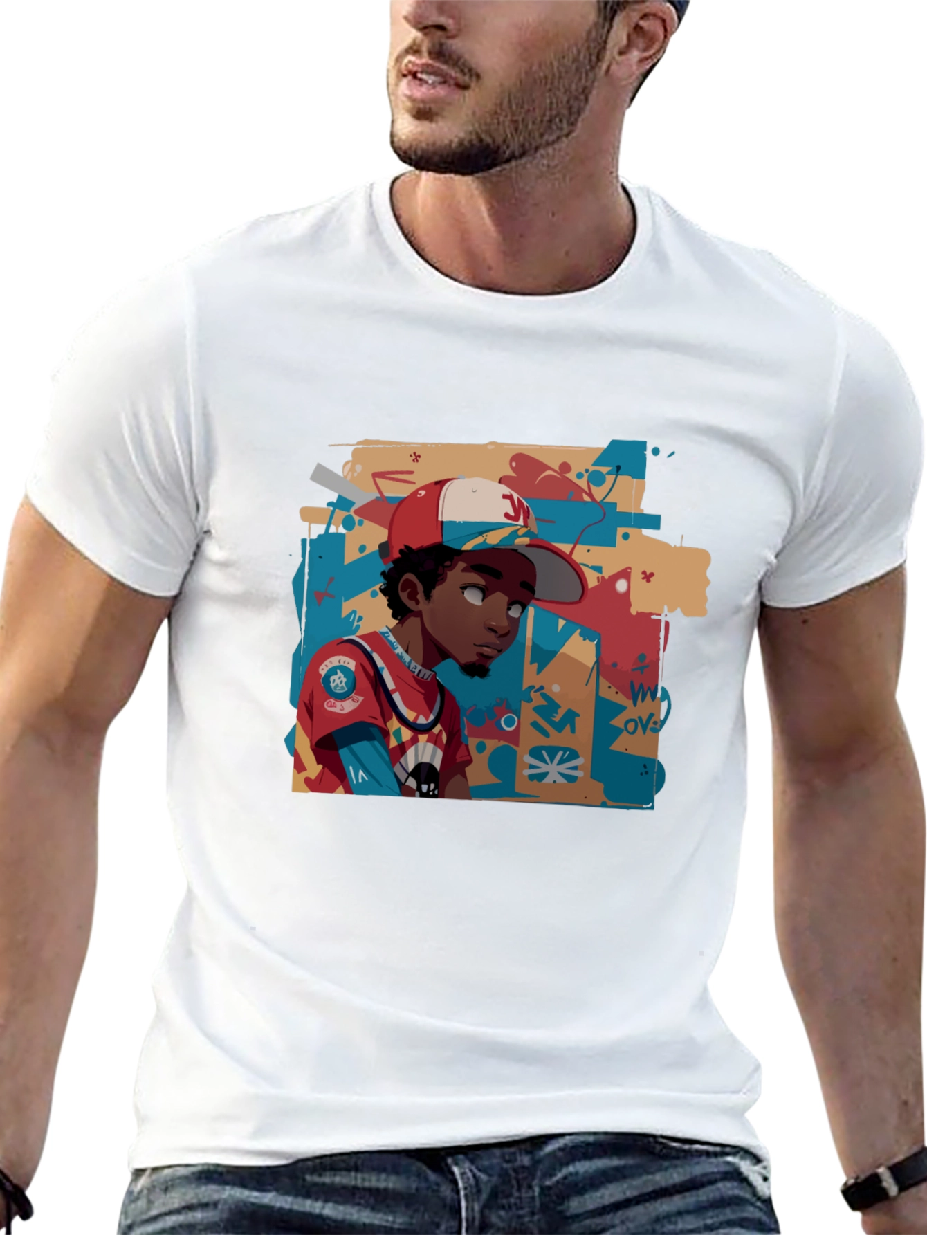 Cool Graphic Print Black Cotton Tee
