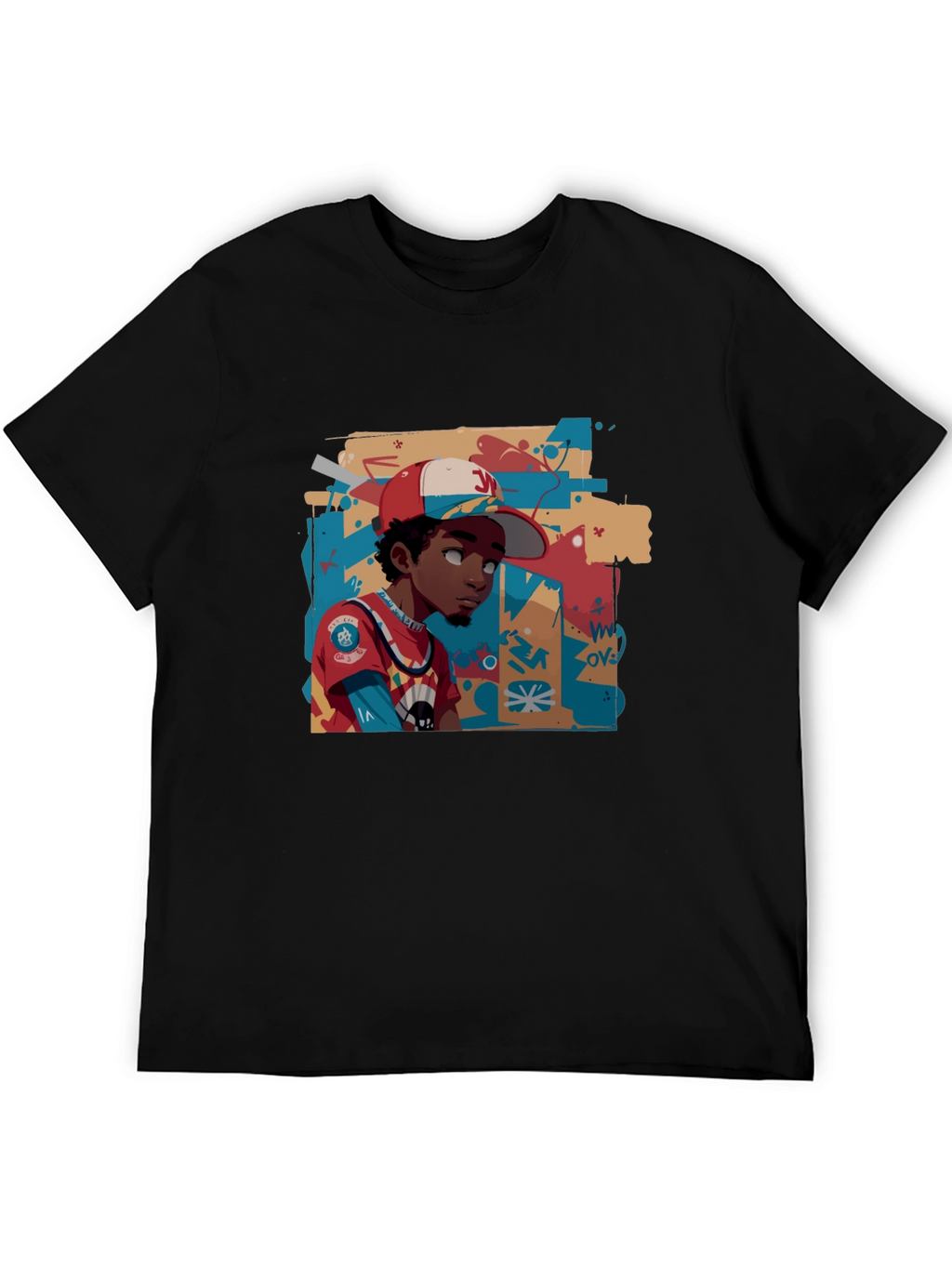 Cool Graphic Print Black Cotton Tee