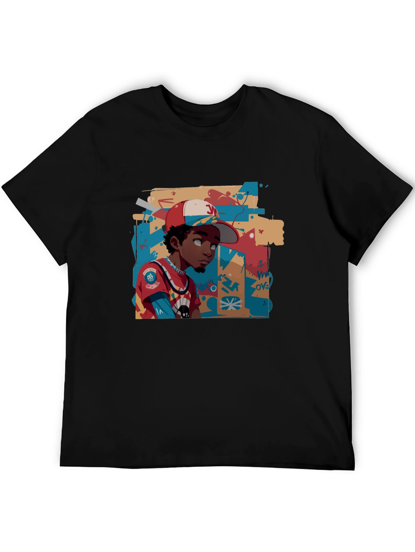Cool Graphic Print Black Cotton Tee