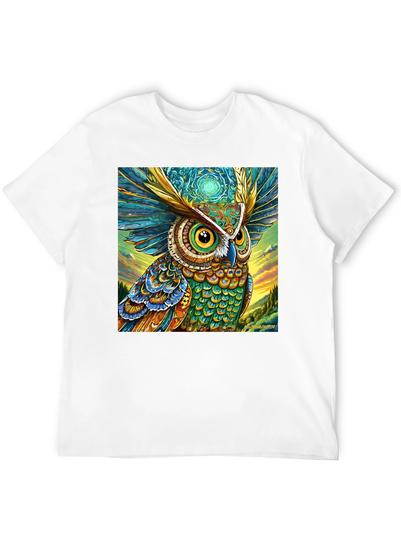 Owl Art Print Black Tee