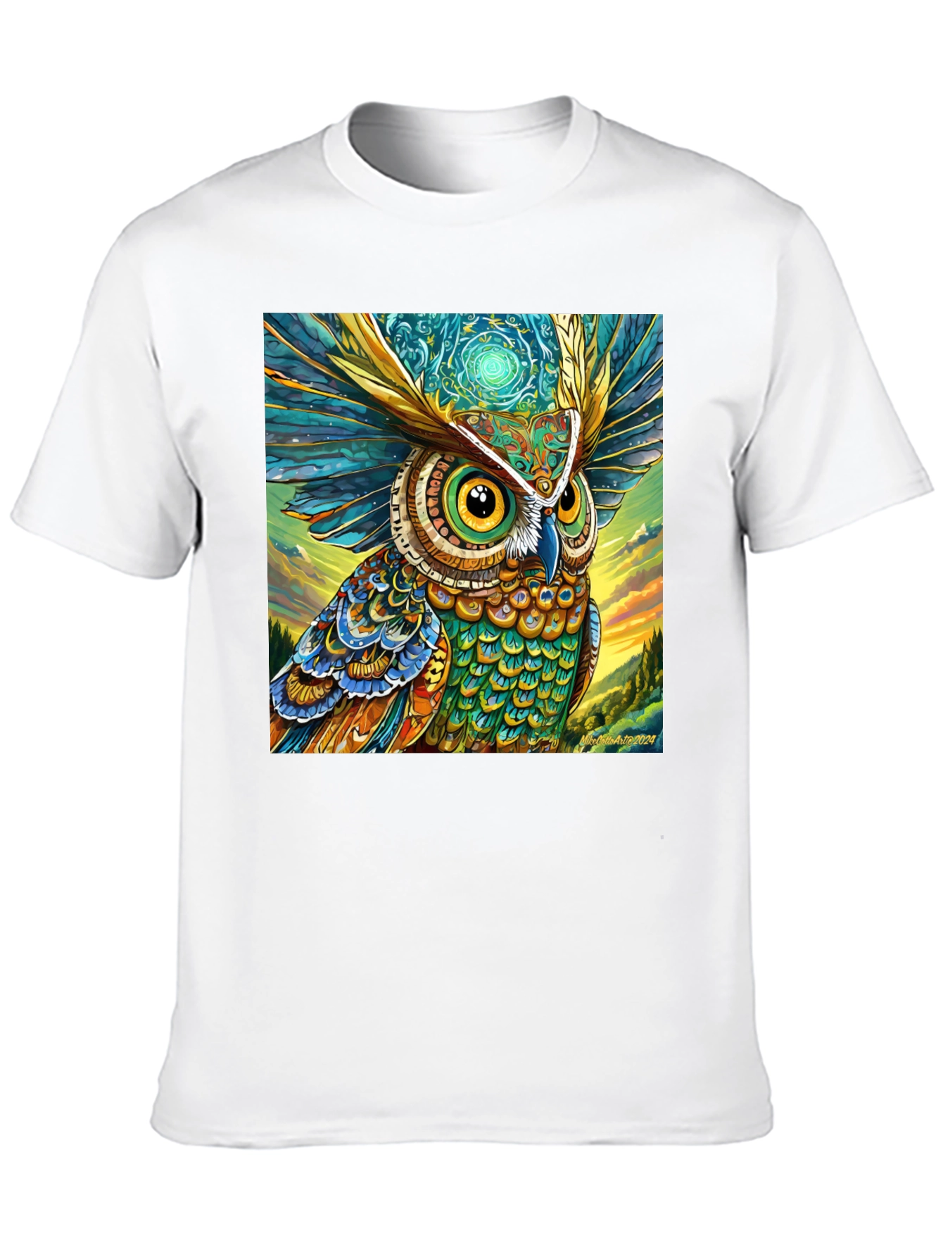 Owl Art Print Black Tee