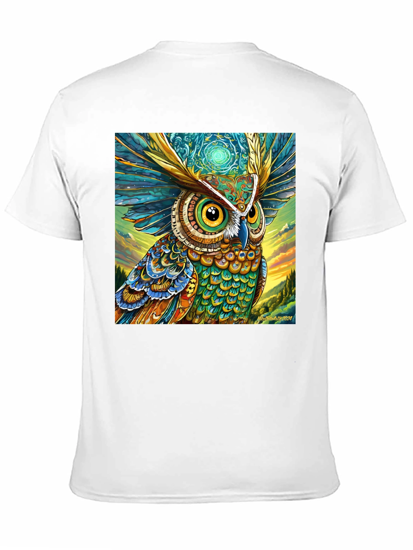 Owl Art Print Black Tee
