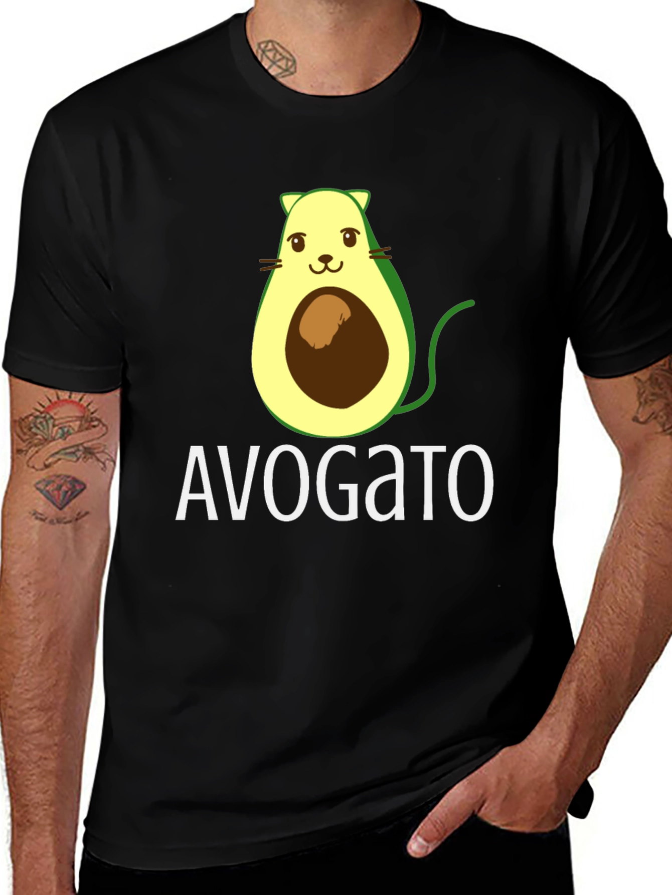 Avogato T-Shirt - Avocado Cat Graphic Tee