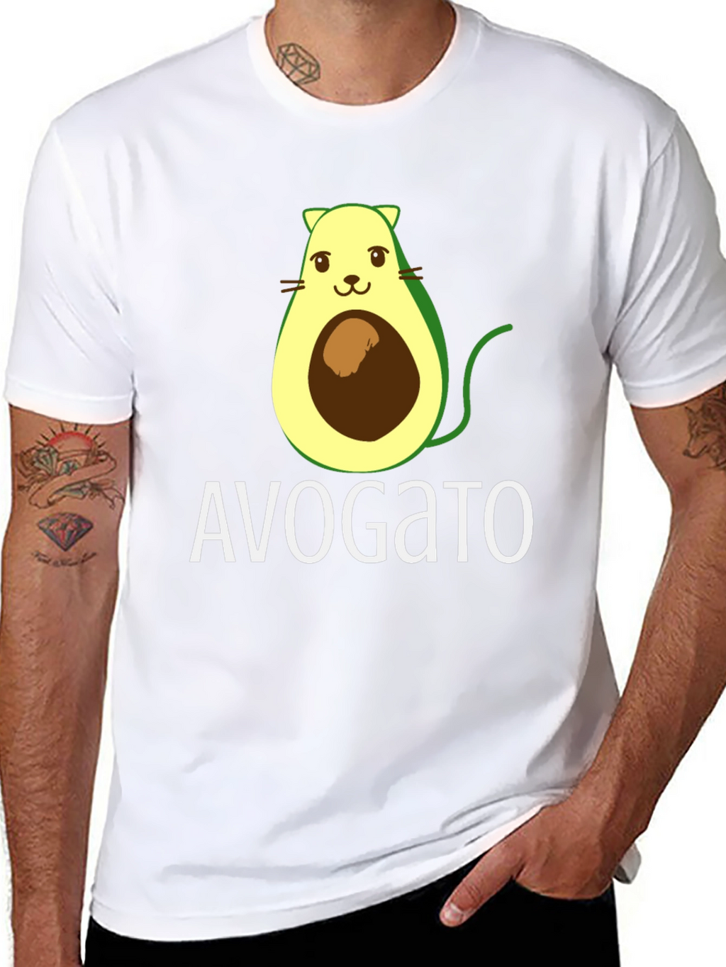Avogato T-Shirt - Avocado Cat Graphic Tee