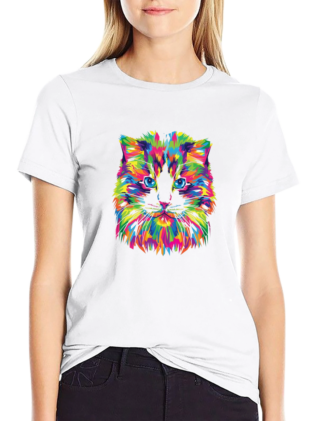 Vibrant Cat Graphic Tee - Soft Cotton Blend