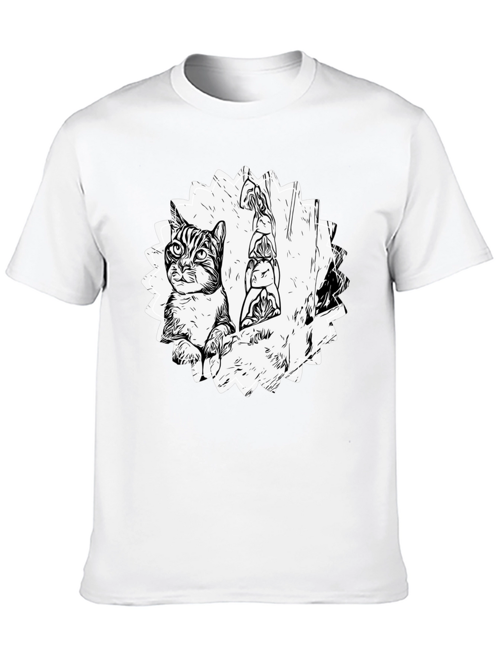 Cool Cat & Totem Pole Graphic Tee - Black