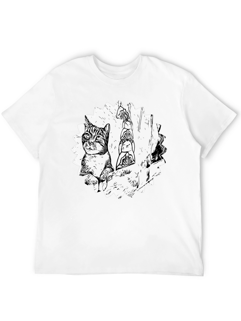 Cool Cat & Totem Pole Graphic Tee - Black