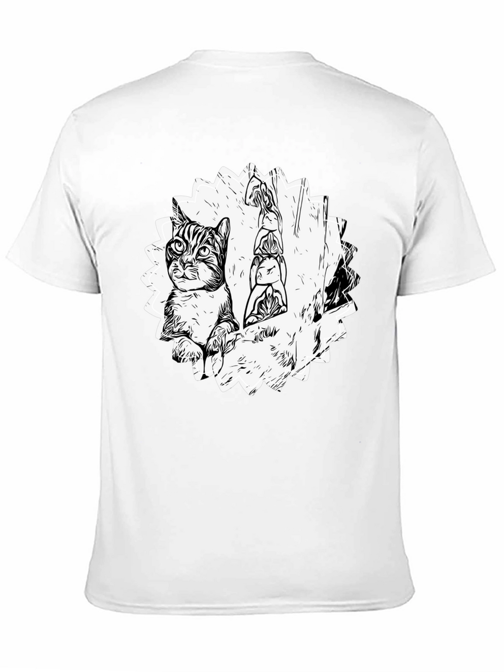 Cool Cat & Totem Pole Graphic Tee - Black