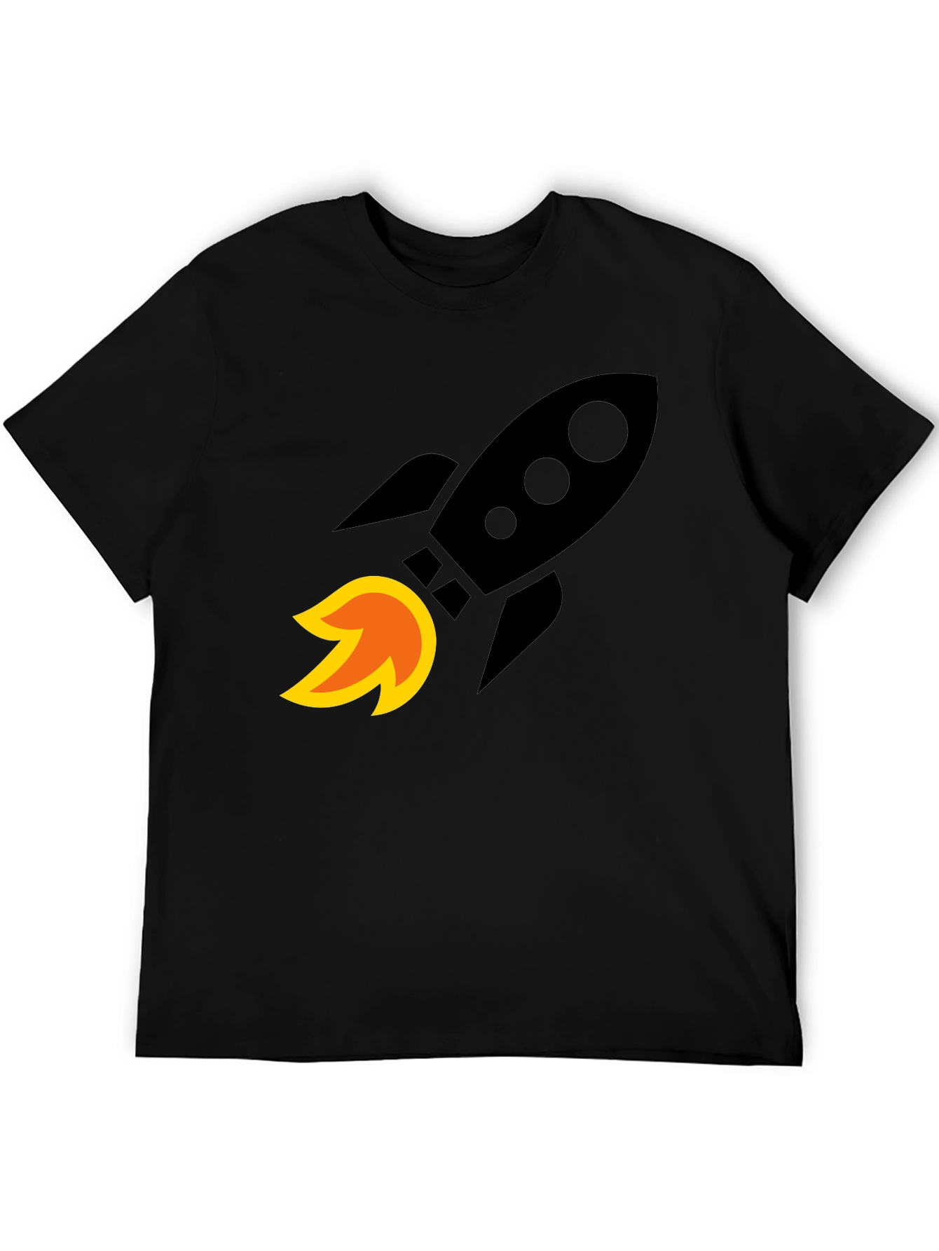 Rocket Launch Graphic T-Shirt - Bold Black Cotton Tee
