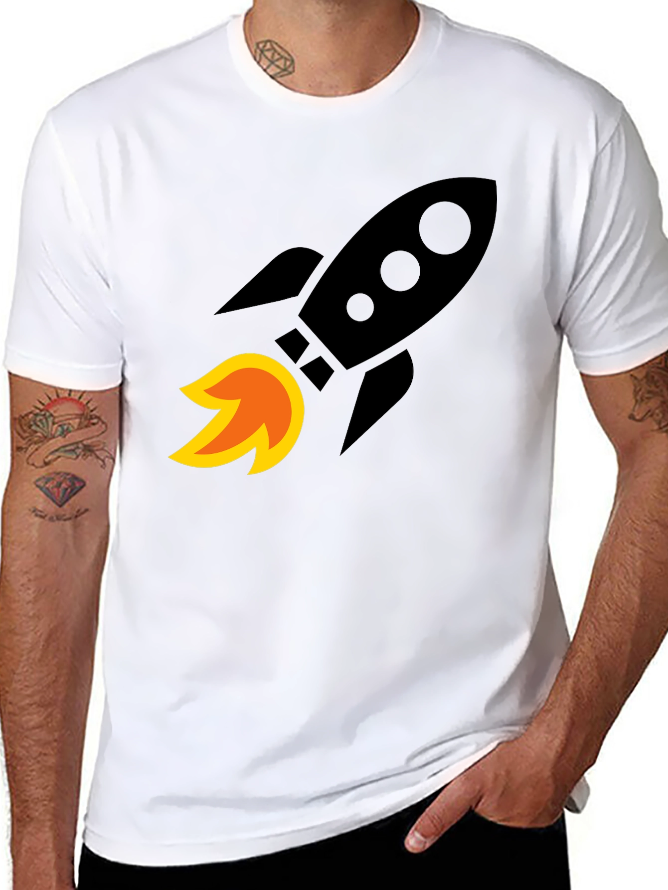 Rocket Launch Graphic T-Shirt - Bold Black Cotton Tee