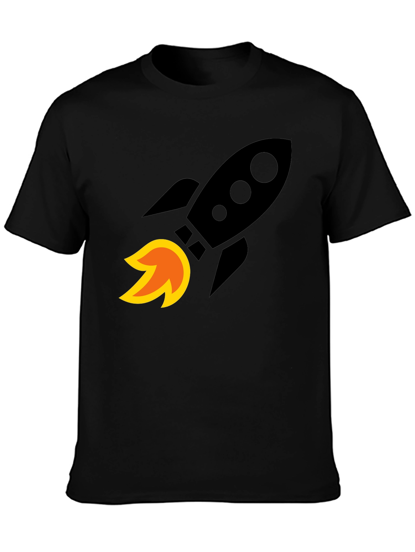 Rocket Launch Graphic T-Shirt - Bold Black Cotton Tee