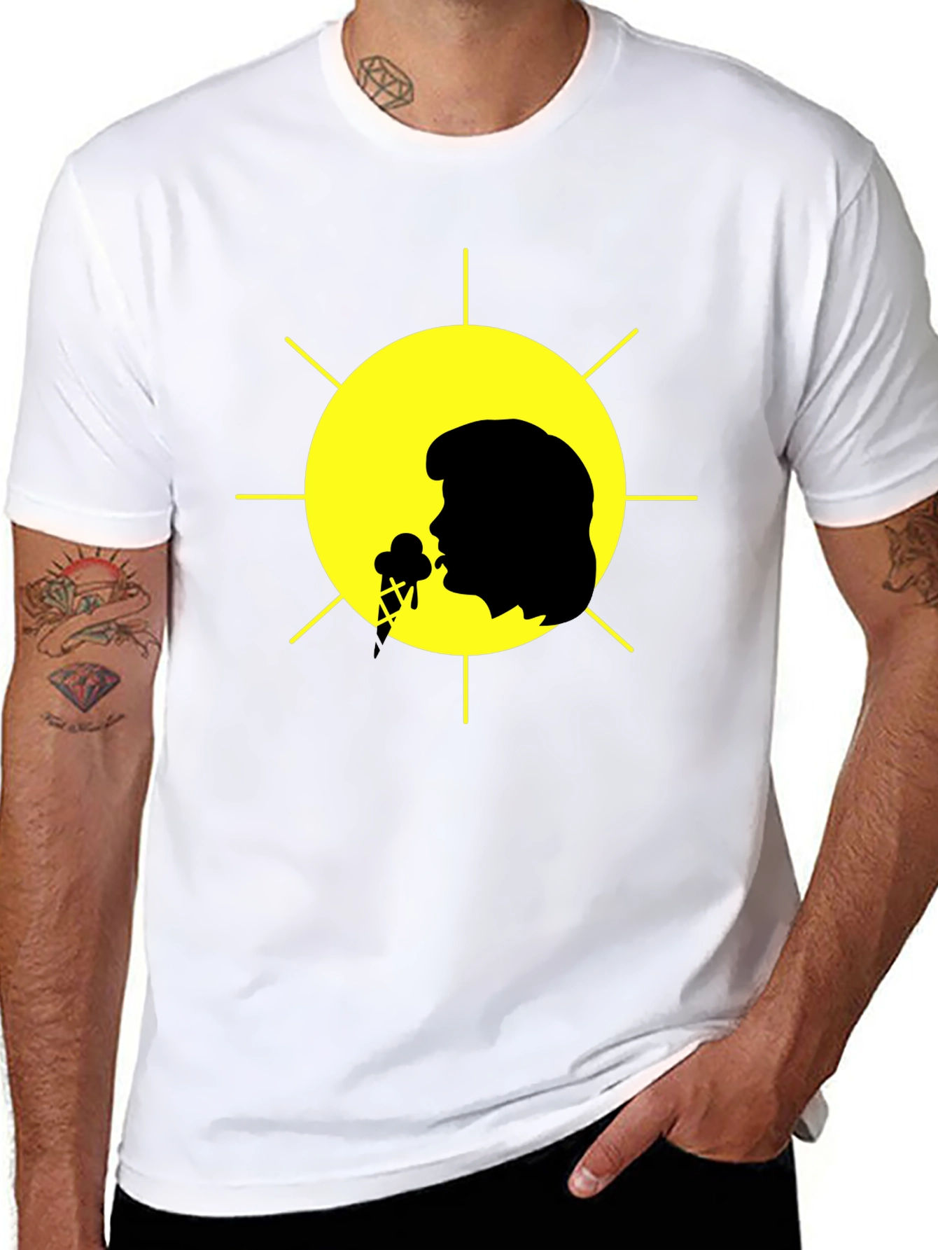 Elvis Presley Ice Cream Sun Black T-Shirt