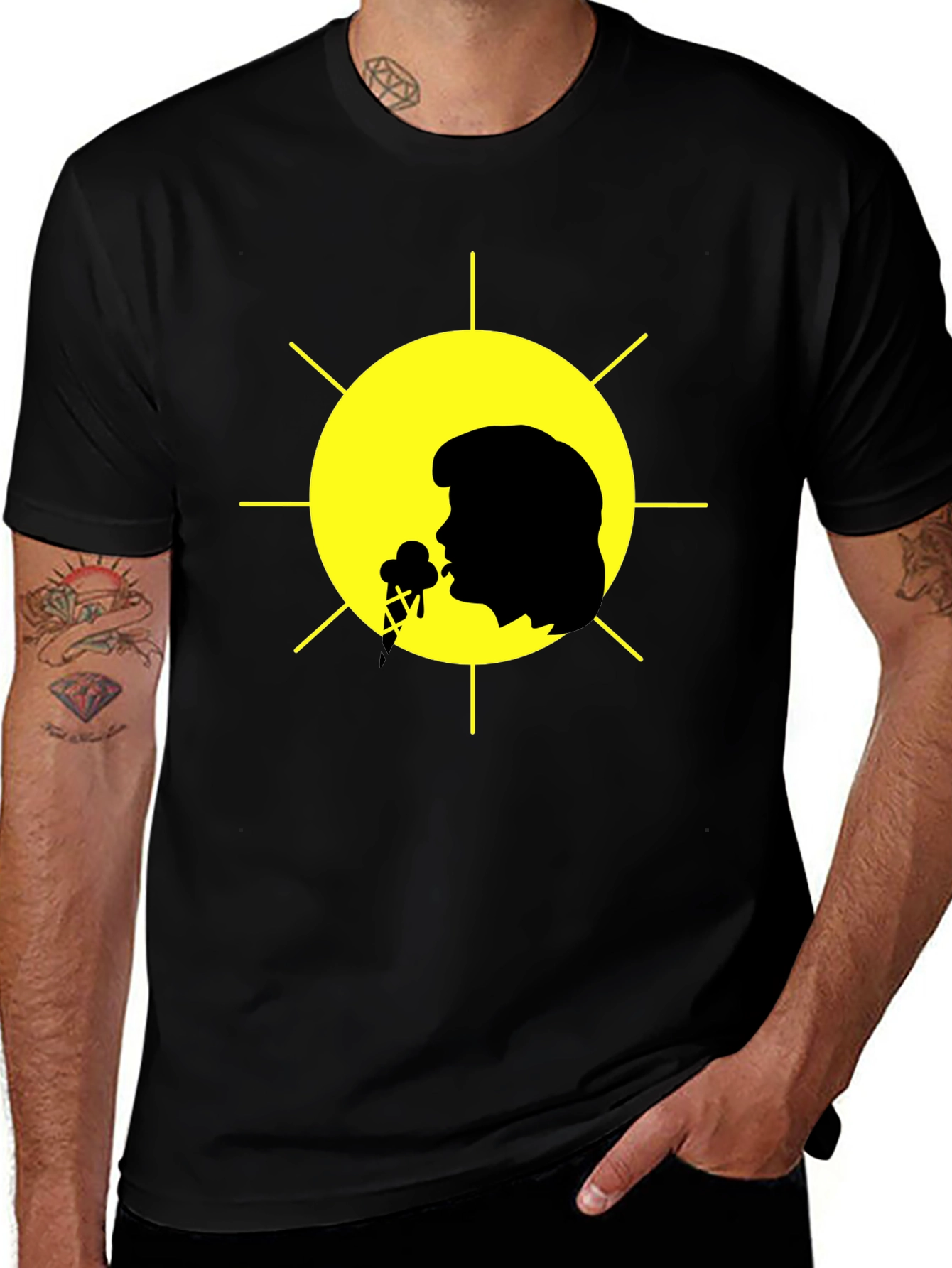 Elvis Presley Ice Cream Sun Black T-Shirt