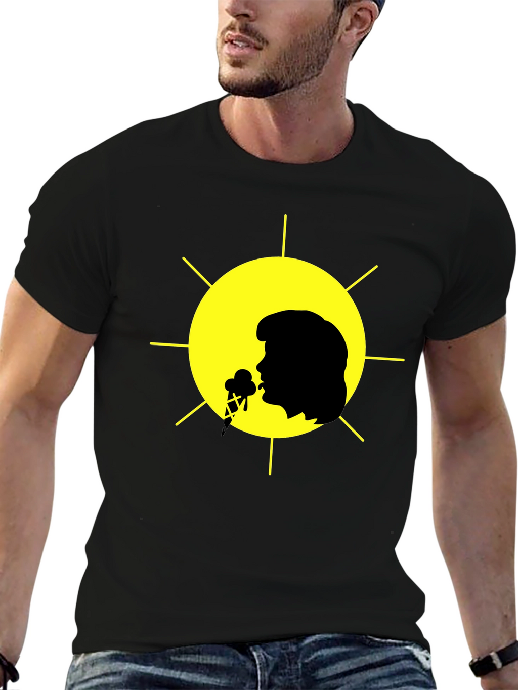 Elvis Presley Ice Cream Sun Black T-Shirt