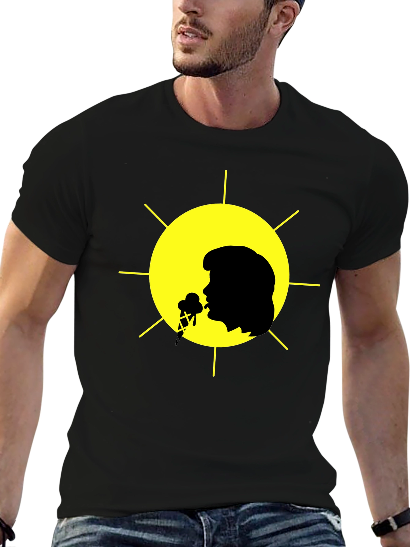 Elvis Presley Ice Cream Sun Black T-Shirt