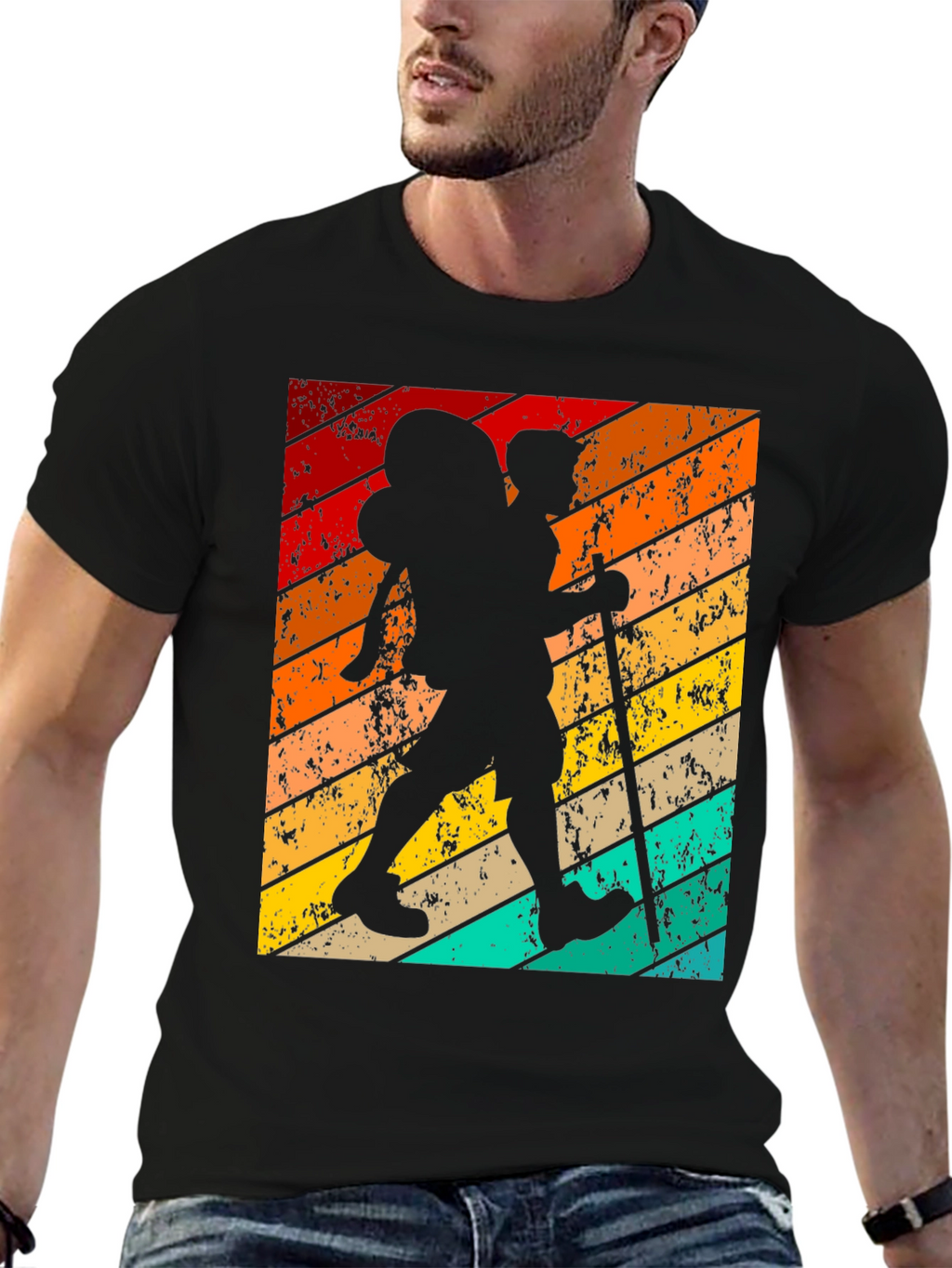 Retro Hiker Graphic T-Shirt - Black