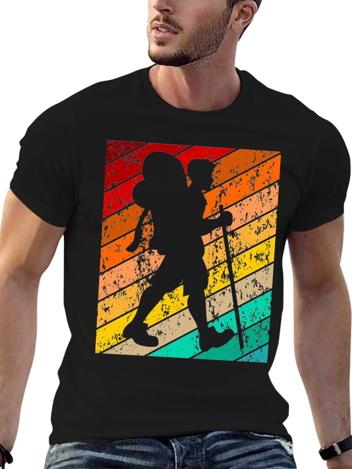 Retro Hiker Graphic T-Shirt - Black