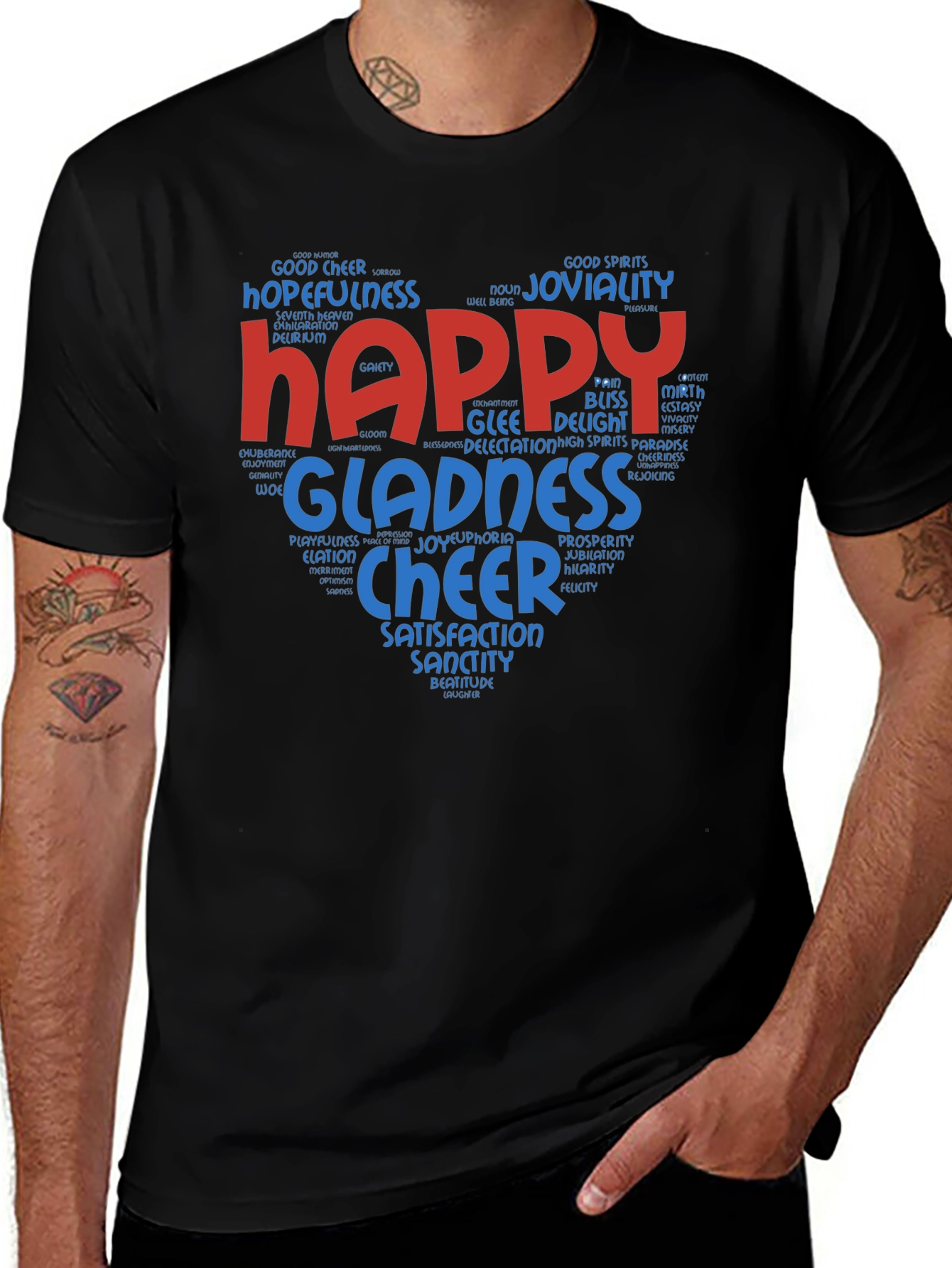 Happy Heart Word Cloud T-Shirt