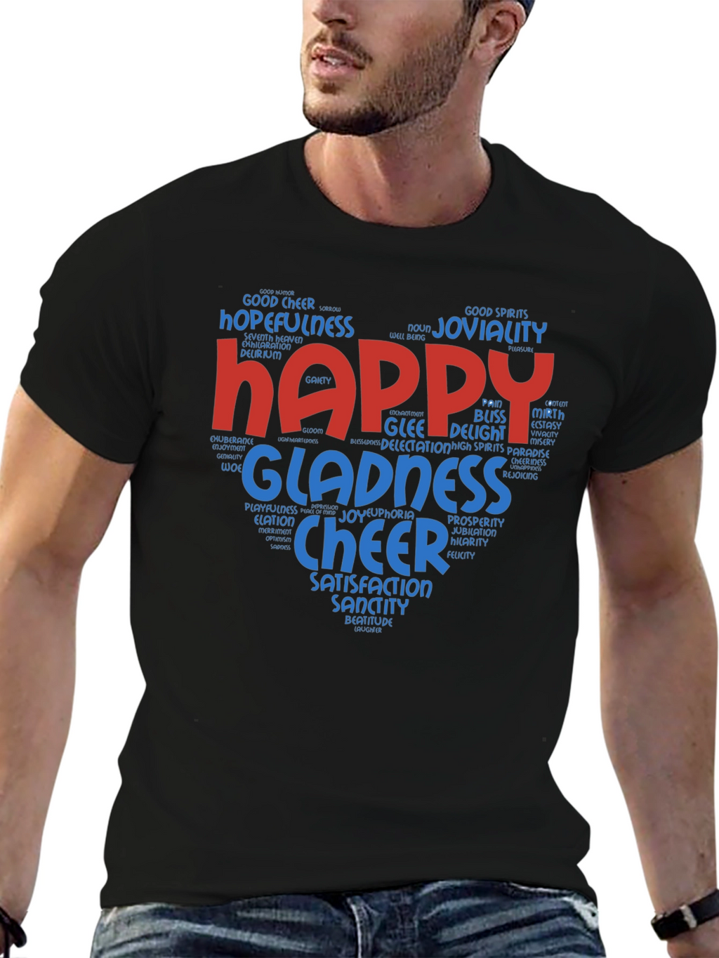 Happy Heart Word Cloud T-Shirt