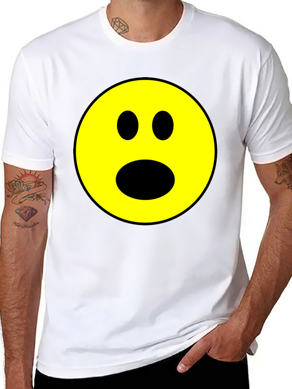 Shocked Emoji Graphic T-Shirt - Black