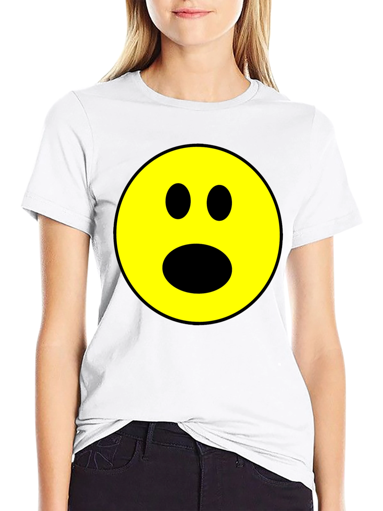 Shocked Emoji Graphic T-Shirt - Black