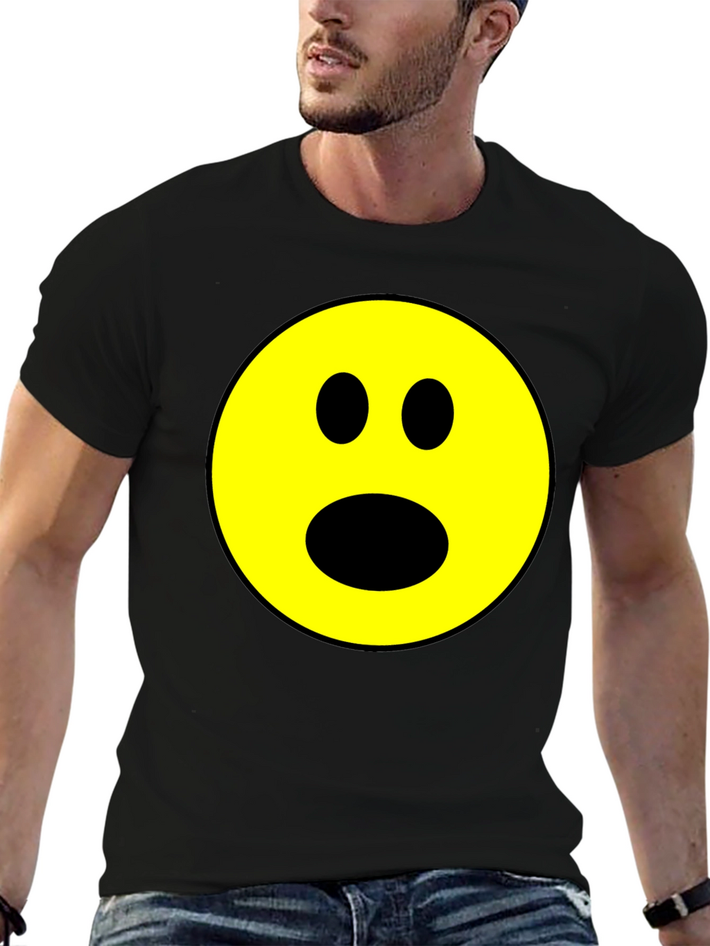 Shocked Emoji Graphic T-Shirt - Black