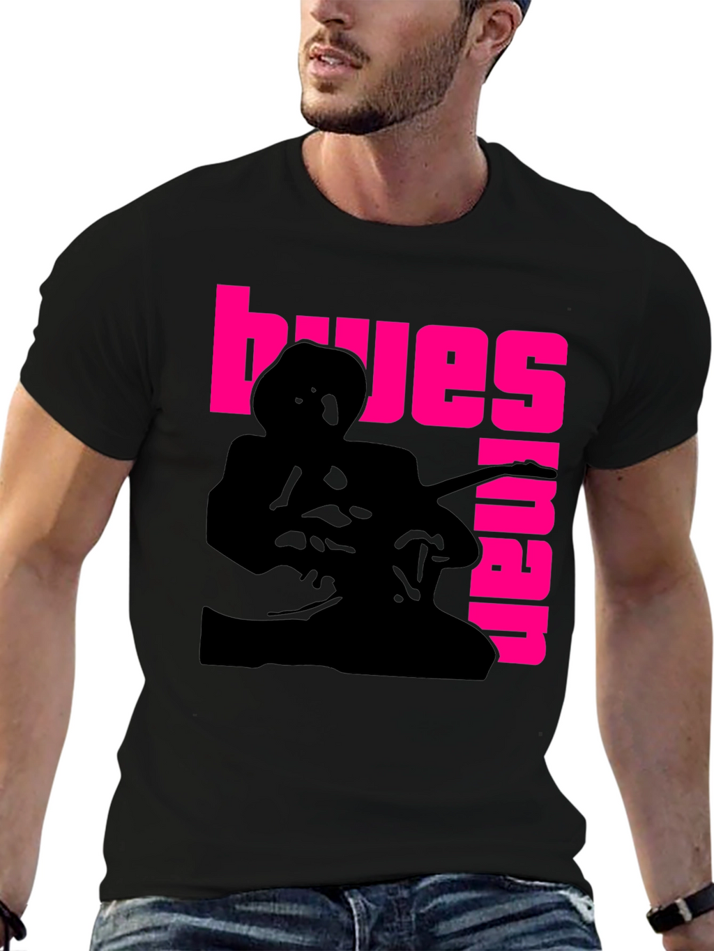 Blues Guitarist Graphic T-Shirt - Black