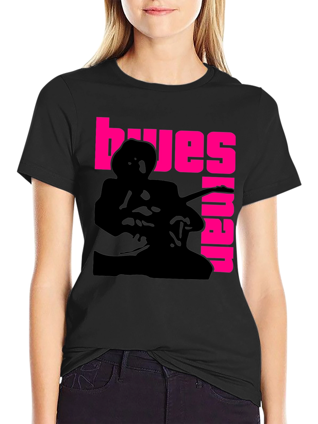 Blues Guitarist Graphic T-Shirt - Black