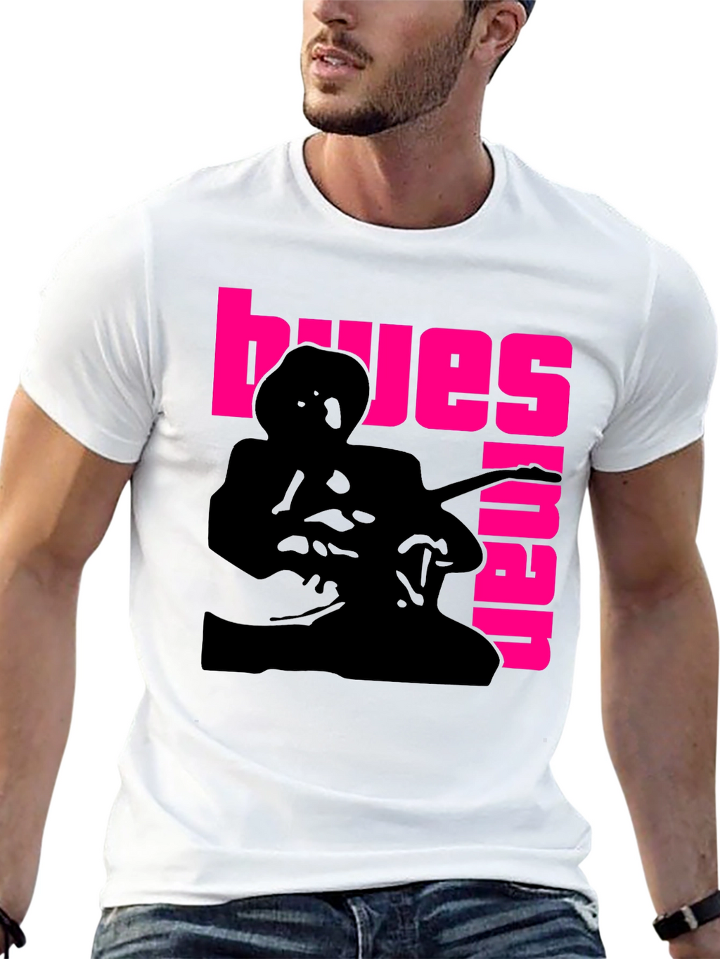 Blues Guitarist Graphic T-Shirt - Black
