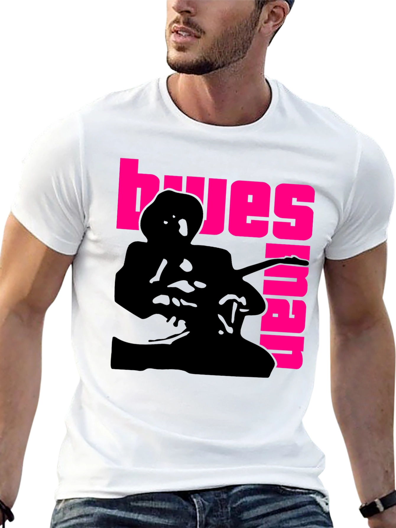 Blues Guitarist Graphic T-Shirt - Black