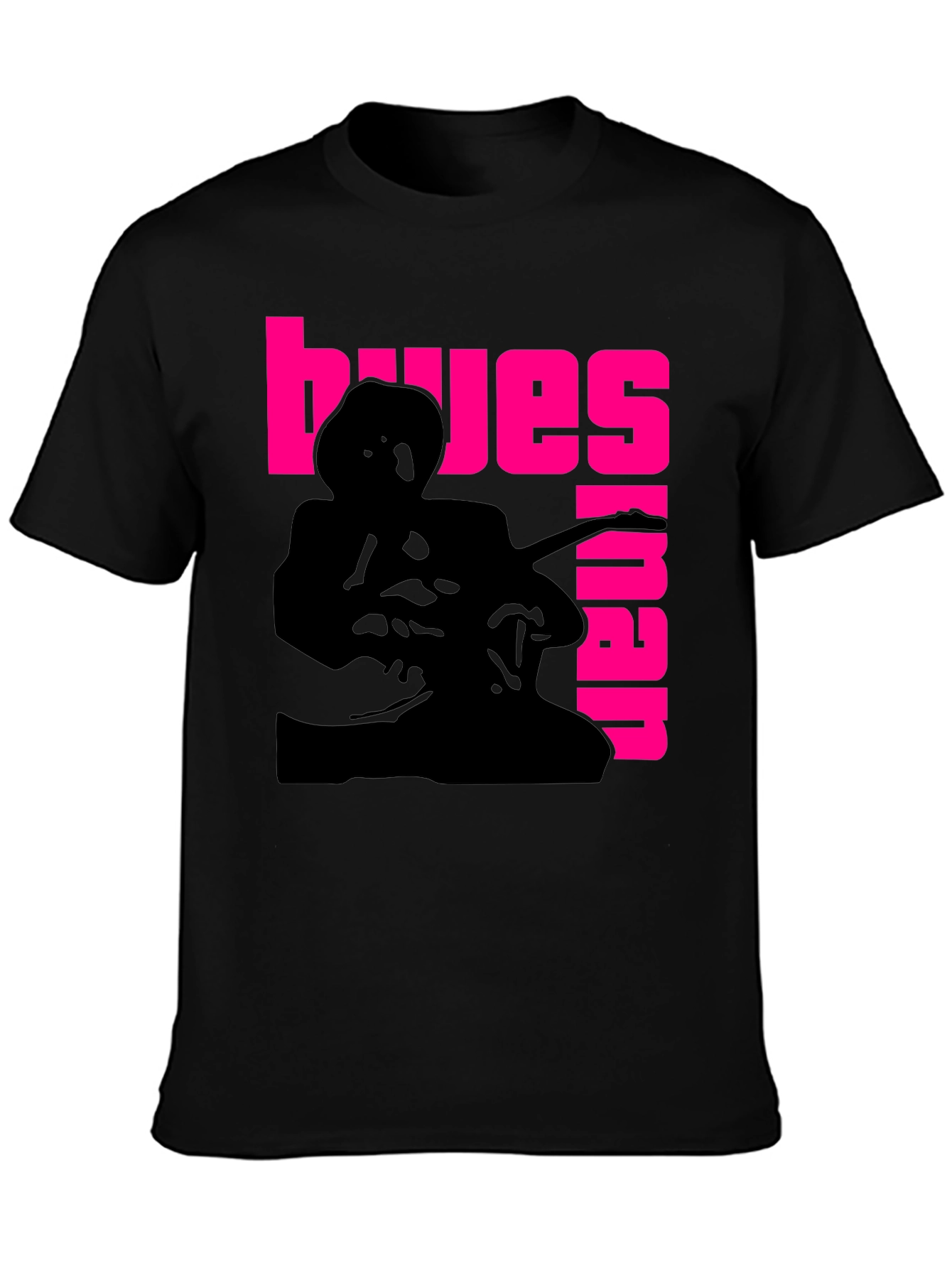 Blues Guitarist Graphic T-Shirt - Black