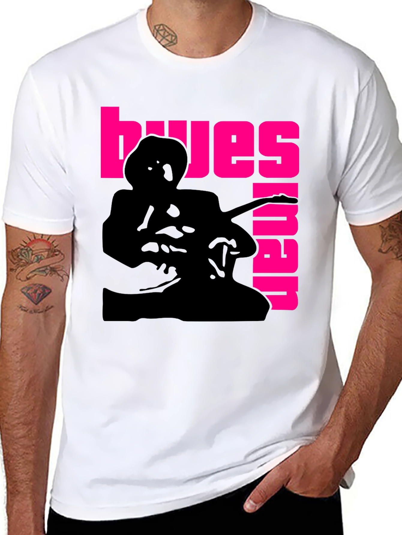 Blues Guitarist Graphic T-Shirt - Black