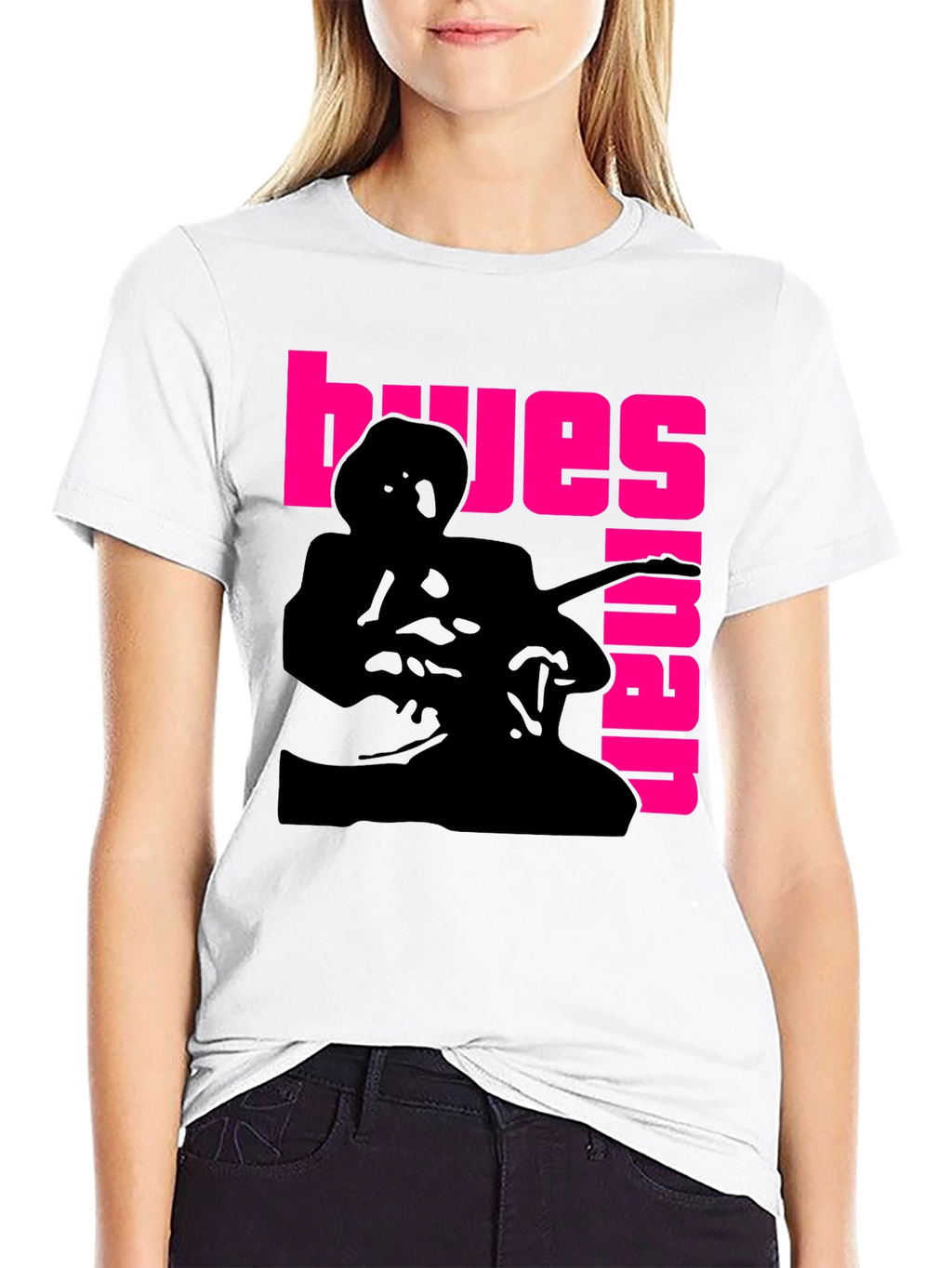 Blues Guitarist Graphic T-Shirt - Black