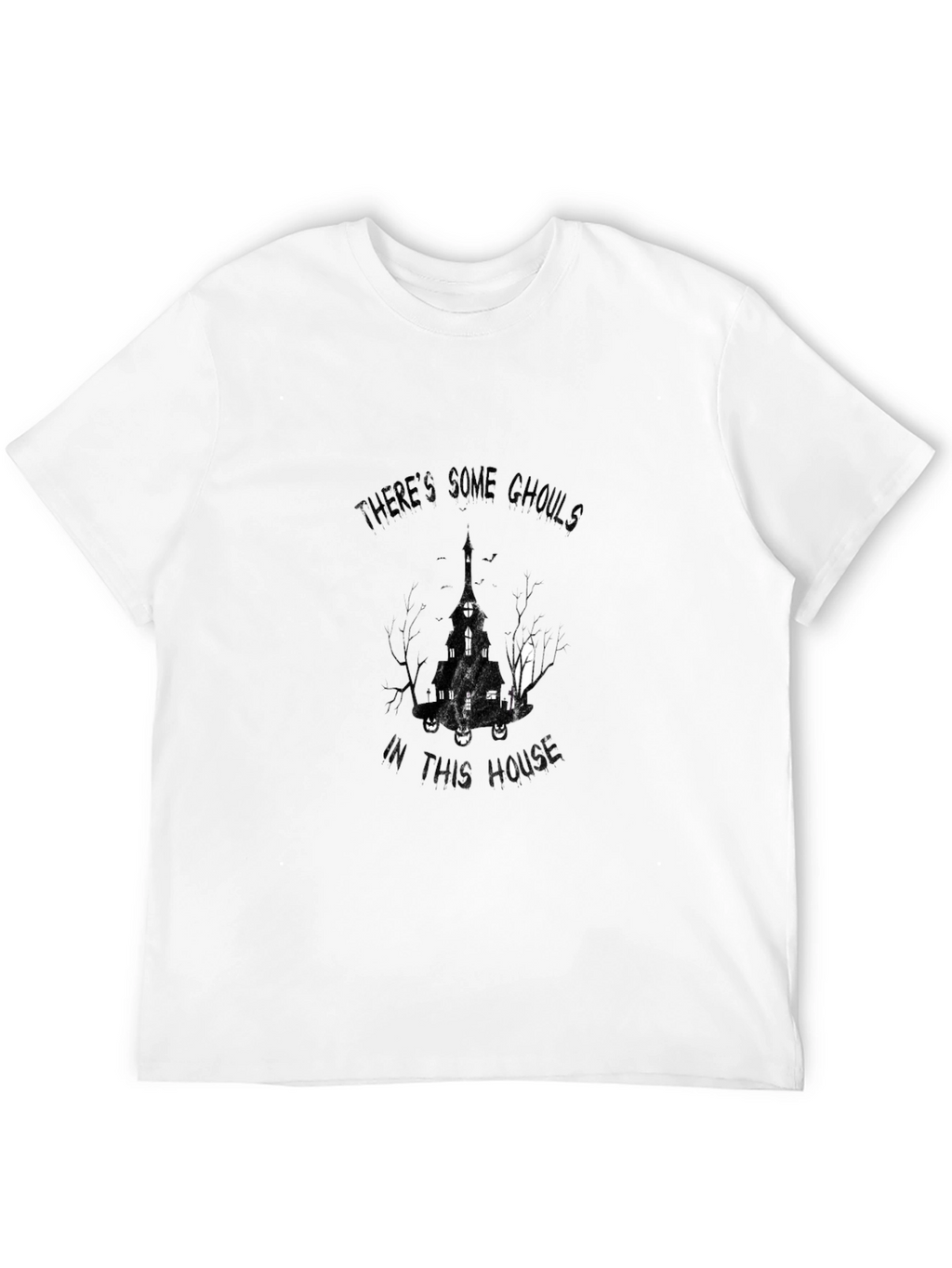 Eerie Haunted House Graphic Black T-Shirt