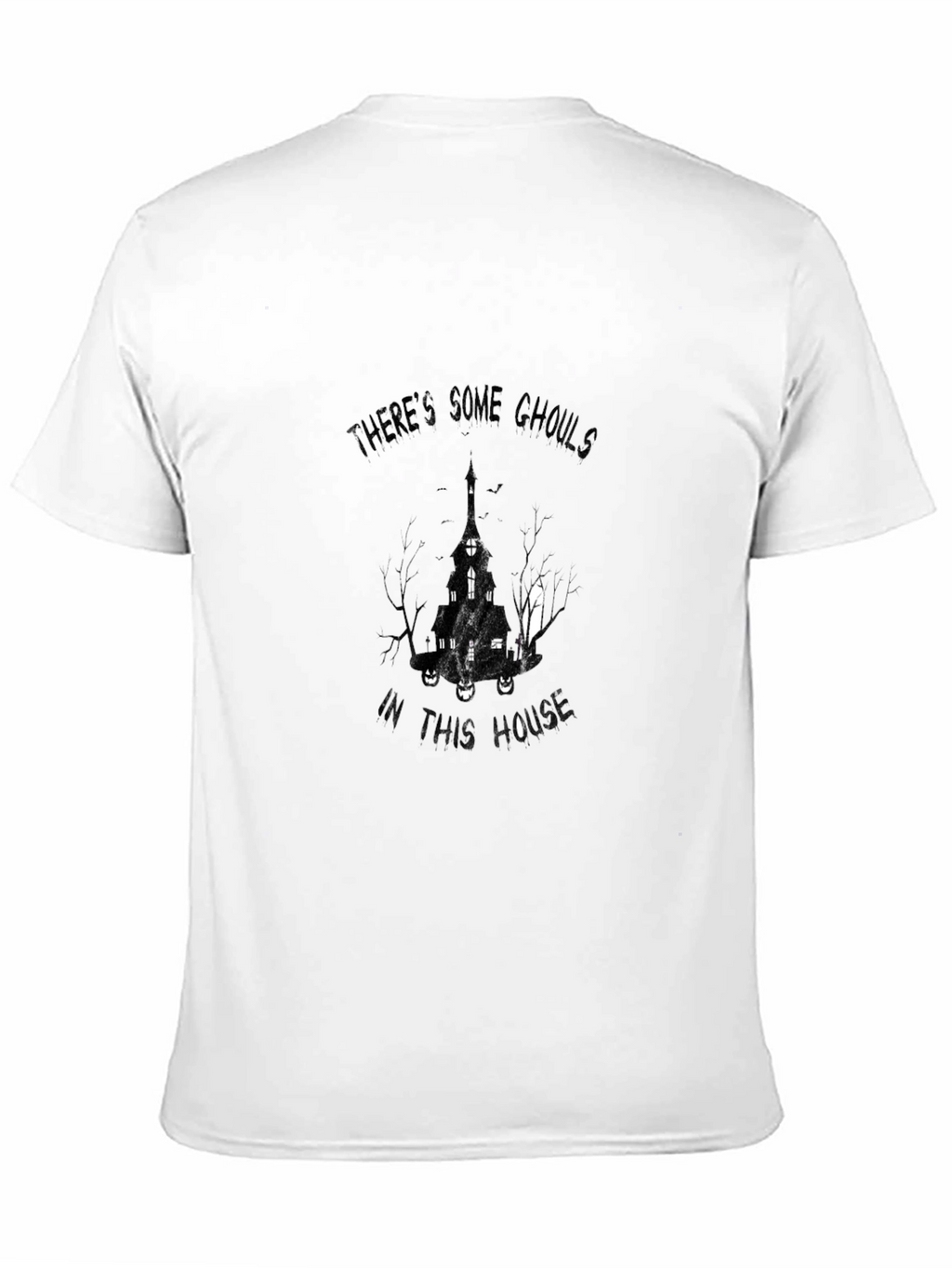Eerie Haunted House Graphic Black T-Shirt