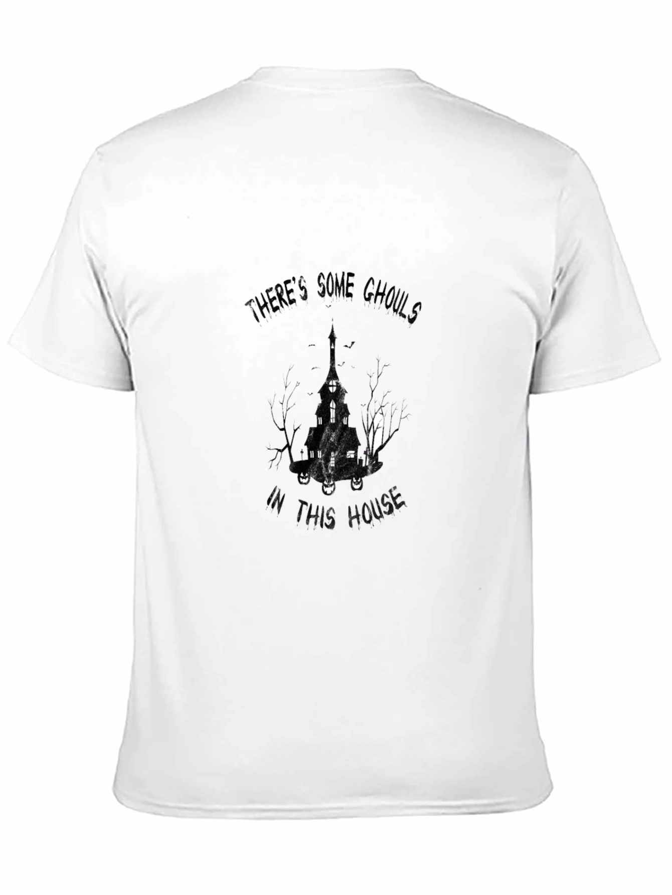 Eerie Haunted House Graphic Black T-Shirt