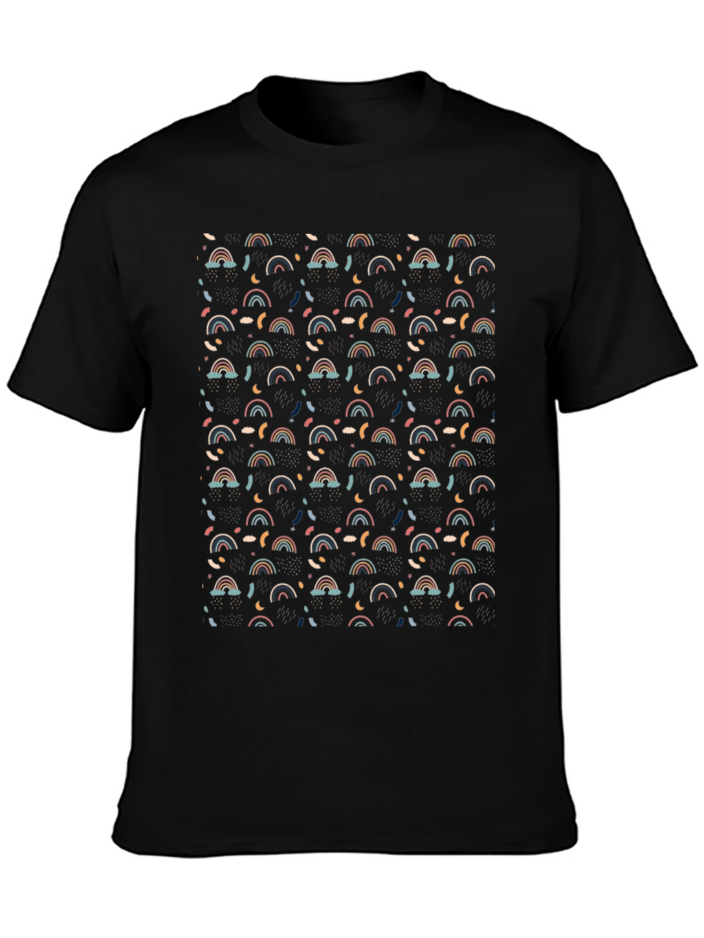 Rainbow Pattern Black T-Shirt