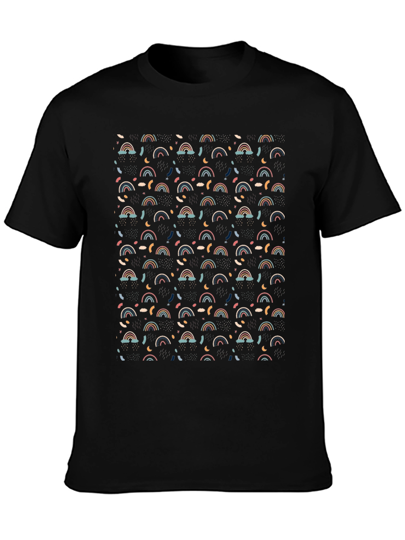Rainbow Pattern Black T-Shirt