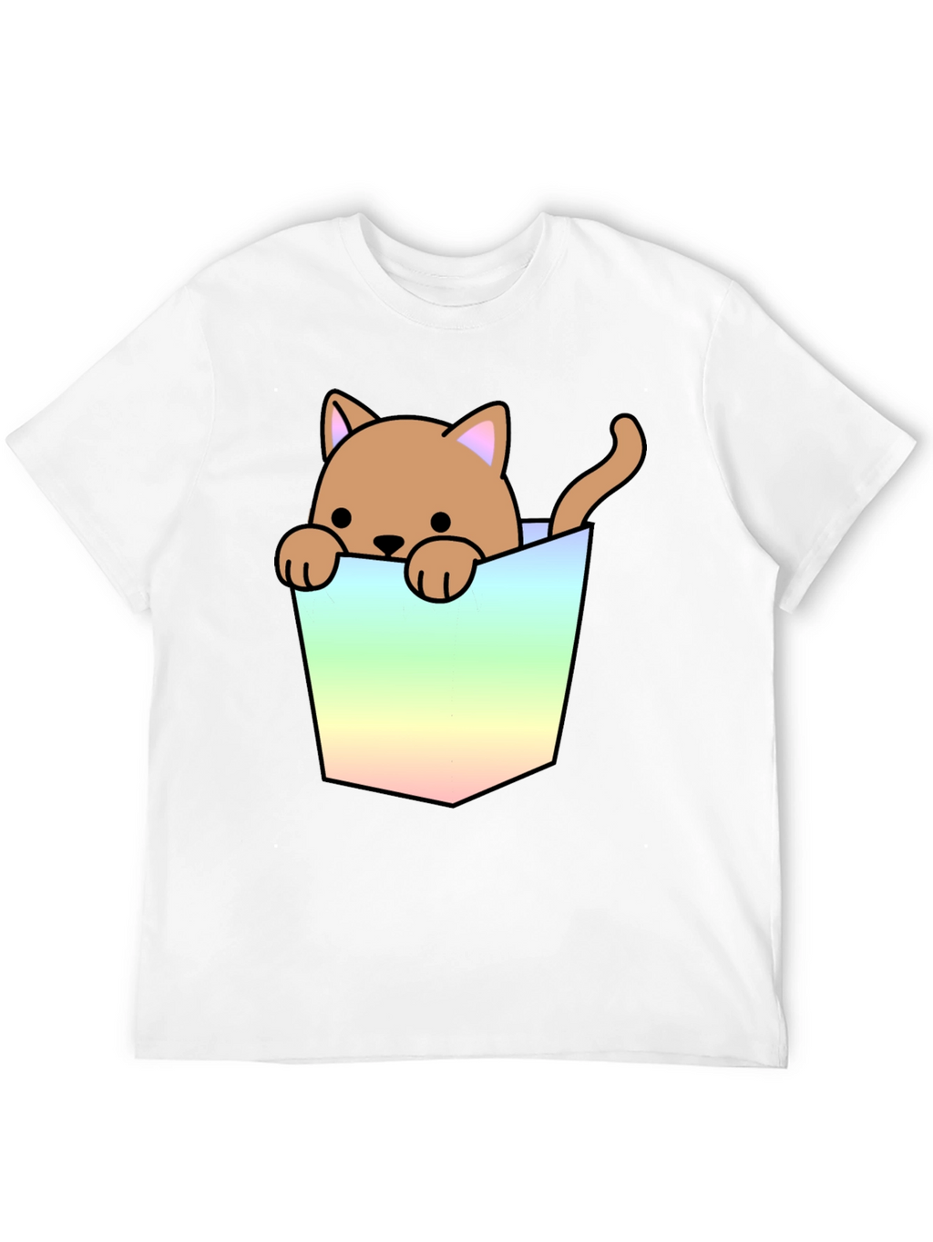Cute Cat in Pocket Graphic T-Shirt
